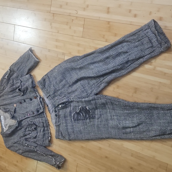 Magnolia Pearl Double breasted  Suit Cotton Blend linen rare - Picture 2 of 14